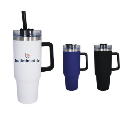 Bulletin Brands: Rubberized Travel Tumbler with Handle